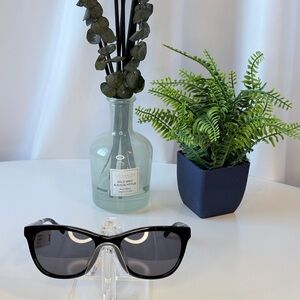 DKNY Black Cat-Eye Sunglasses with Dark Smoke Lenses